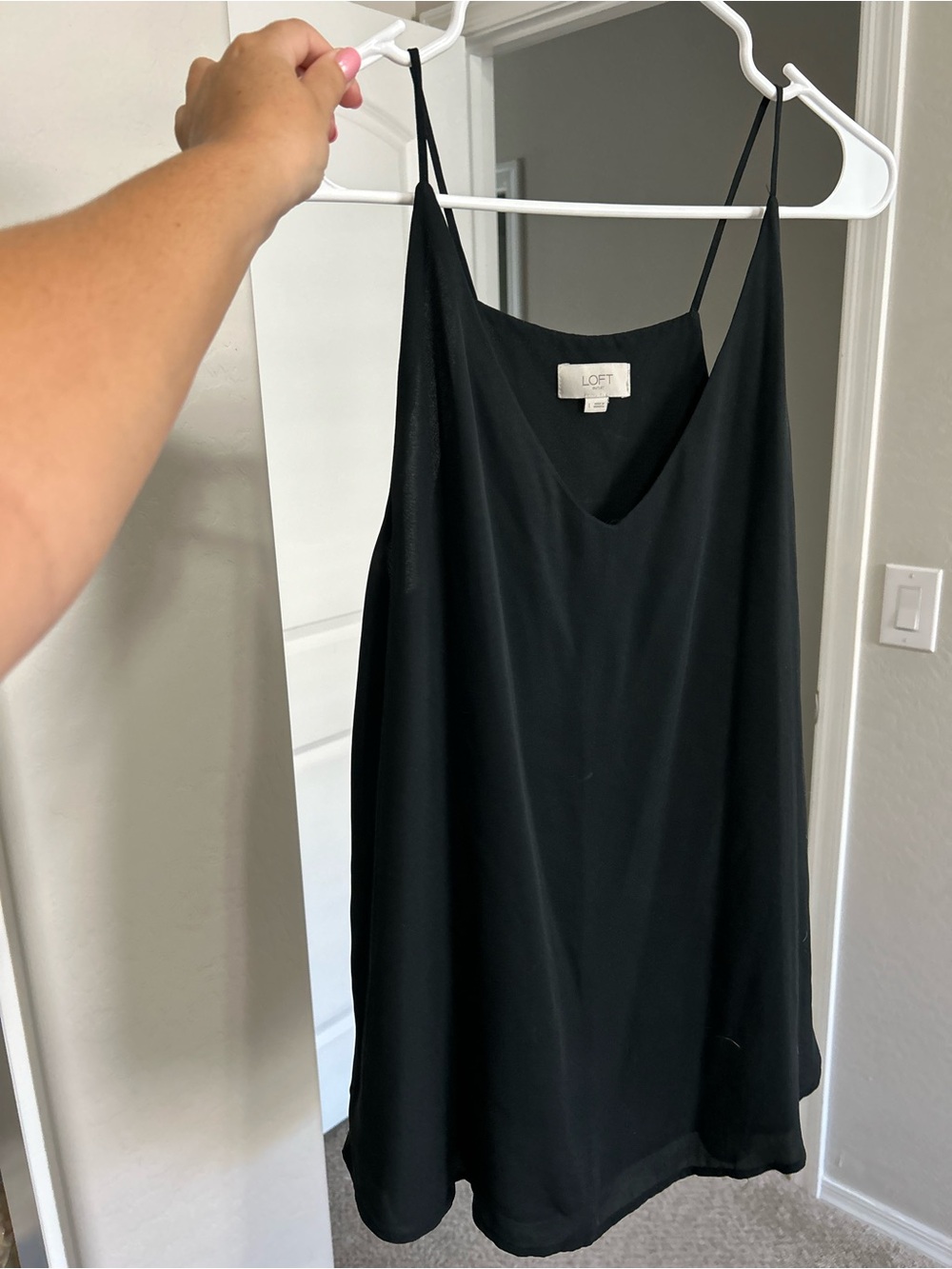 LOFT Black Satin Spaghetti-Strap Cami